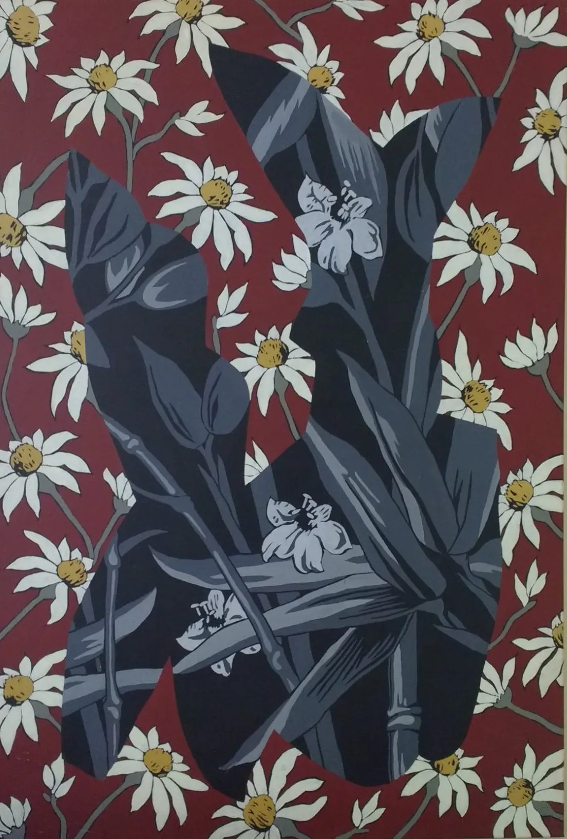 Daisies on Burgundy