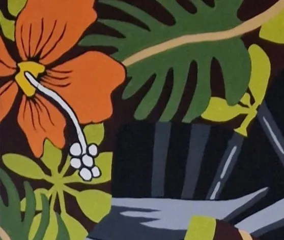 Detail of orange hibiscus flowers